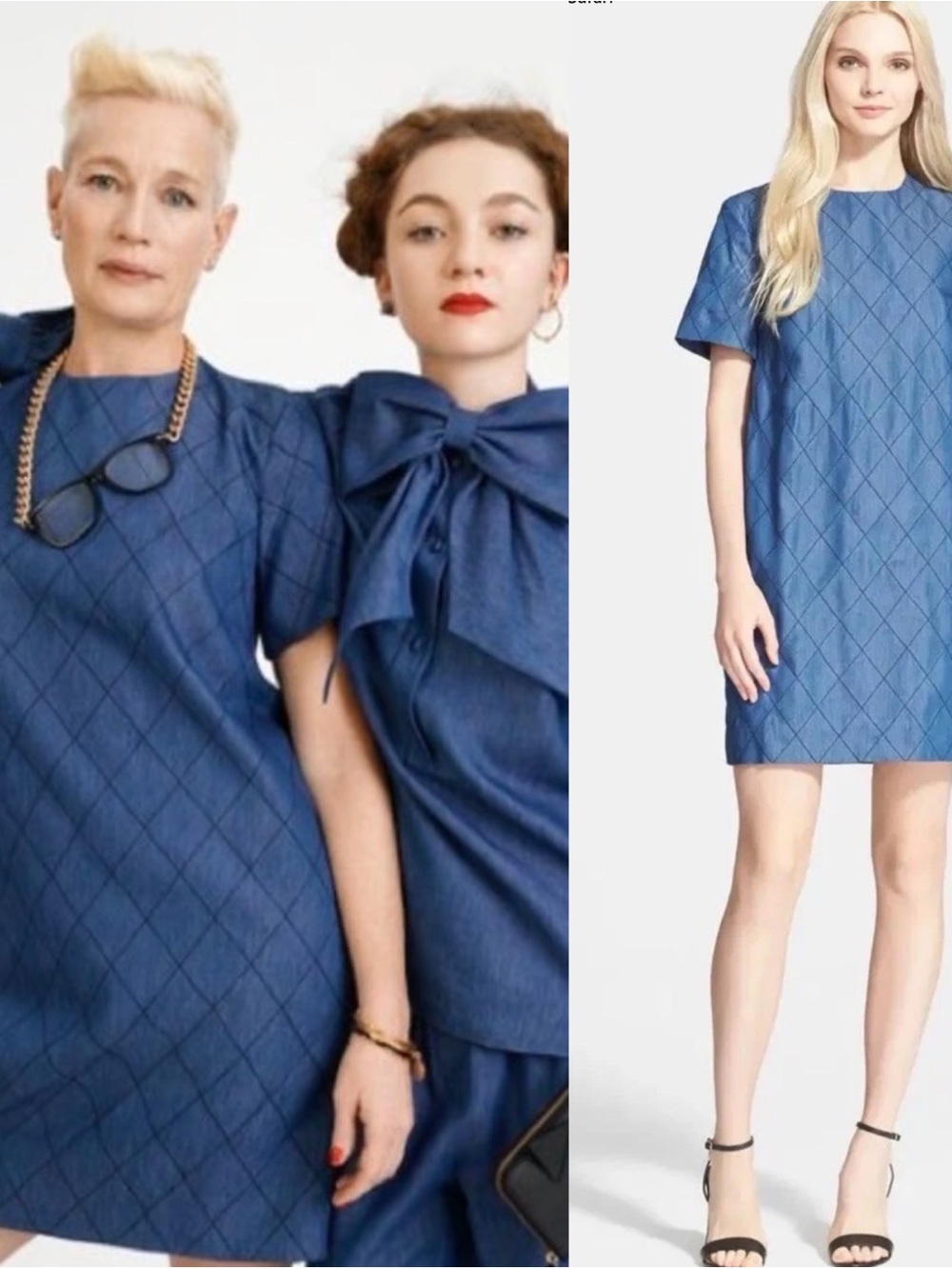 Kate Spade Quilted Chambray Short Sleeve Mini Shift Dress Size 2